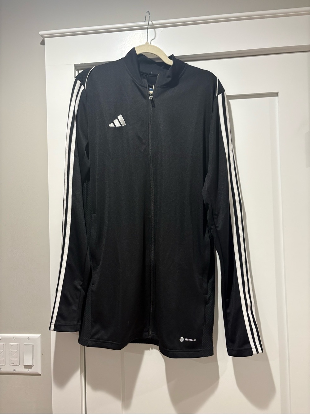 New Adidas Men’s Black Track Jacket with White Stripes size MT2